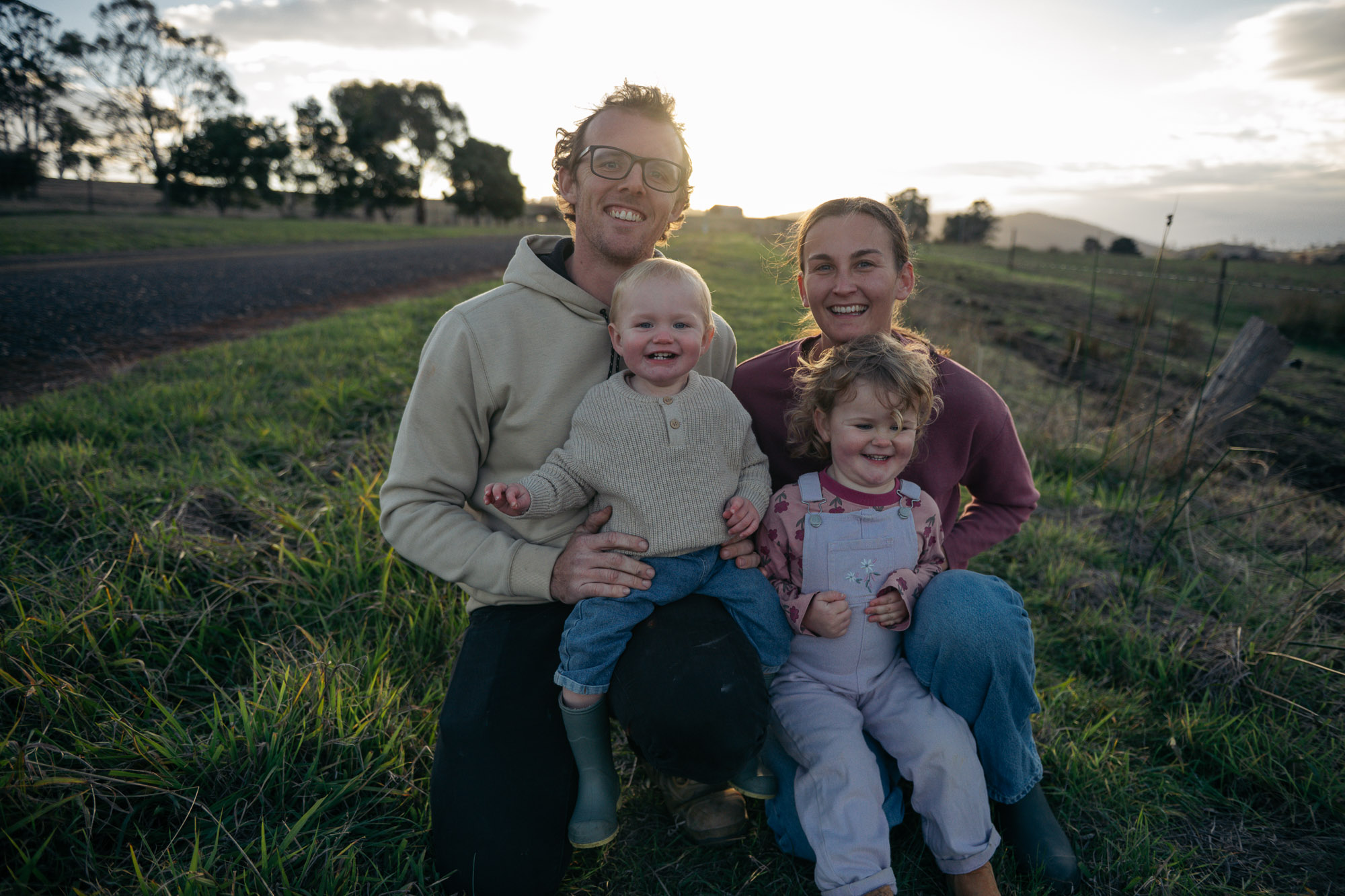A family photographed together in Tasmania